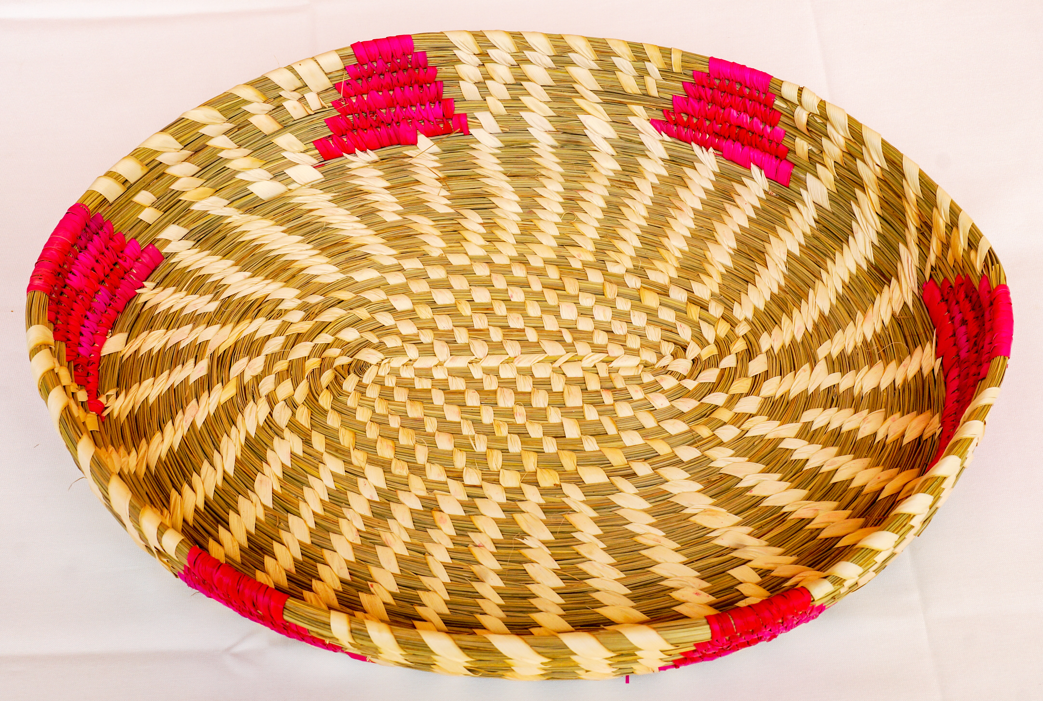 Sabai and Date Palm Leaf Oval Tray With Decoupage